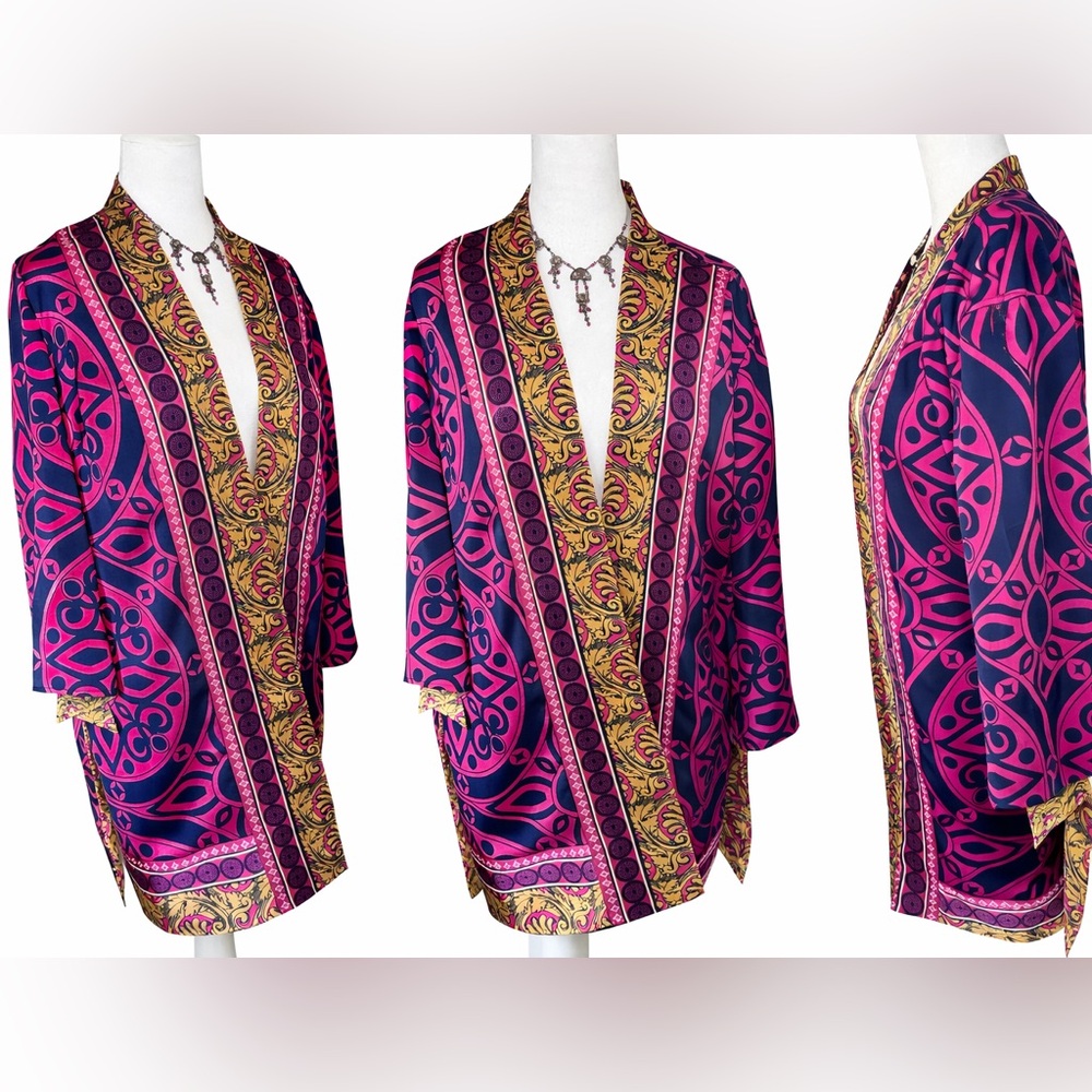 Chico’s Reversible Kimono Jacket NWT Size 1 Open Front Lightweight Duster - Picture 5 of 14